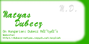 matyas dubecz business card